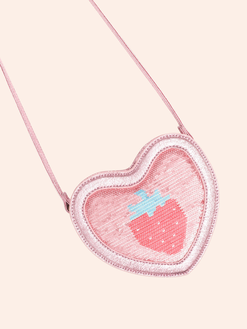 HUXBABY STRAWBERRY SEQUIN HEART BAG in STRAWBERRY METALLIC