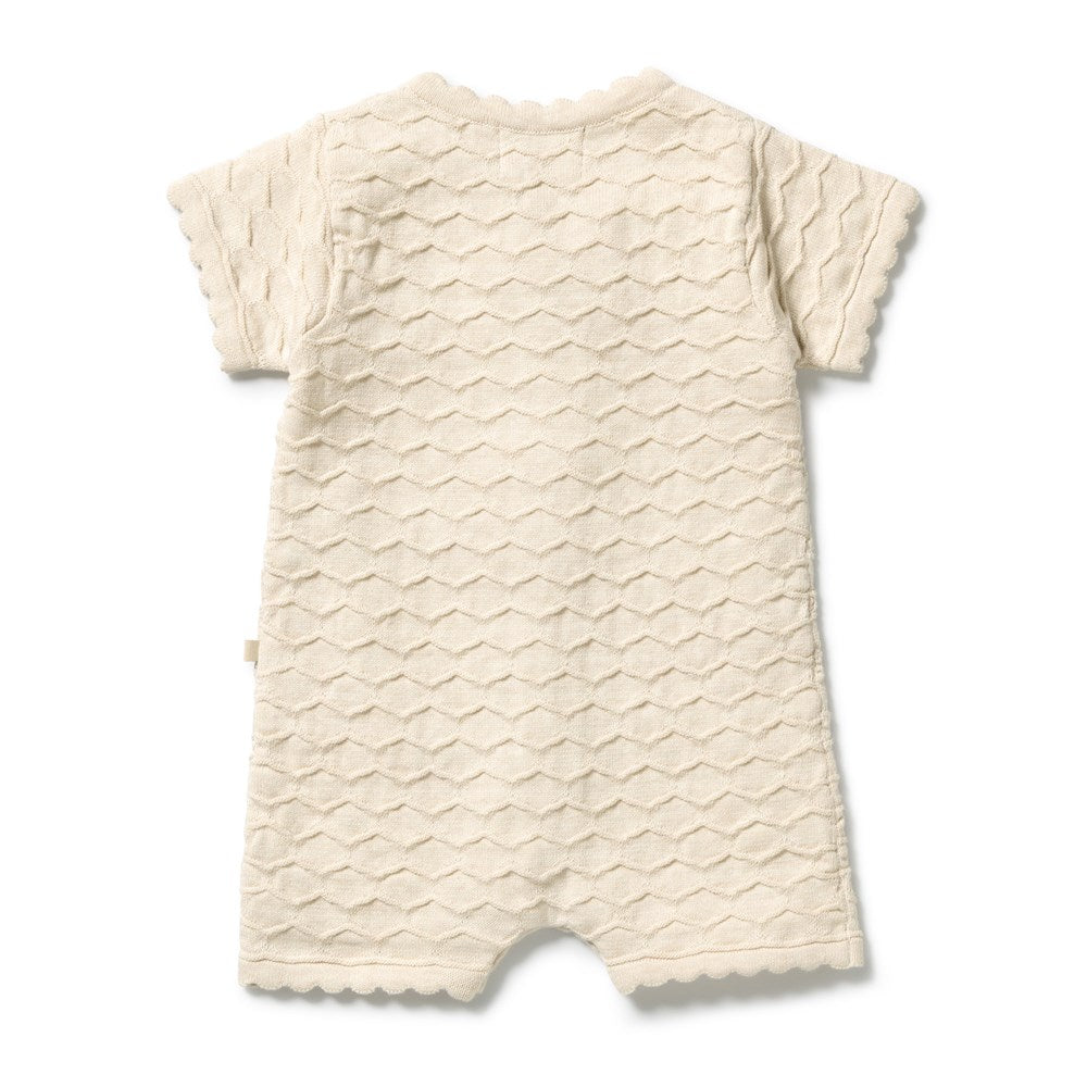 Wilson and Frenchy Milk Cloud Organic Knitted Chevron Growsuit in Milk Cloud