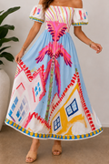 LA SOFIA VLSD530 (251057) -  PUFF SLEEVE DRESS - FLAMINGO VILLAGE in Flamingo Village