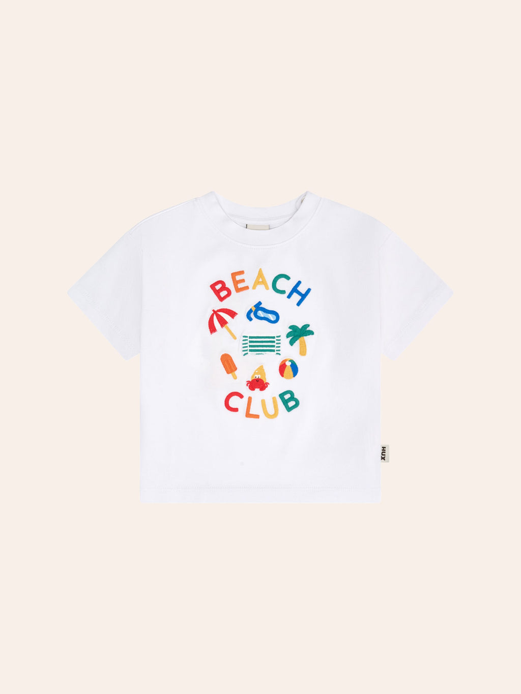 HUXBABY Beach Club Emb Drop Shoulder Tee in Single