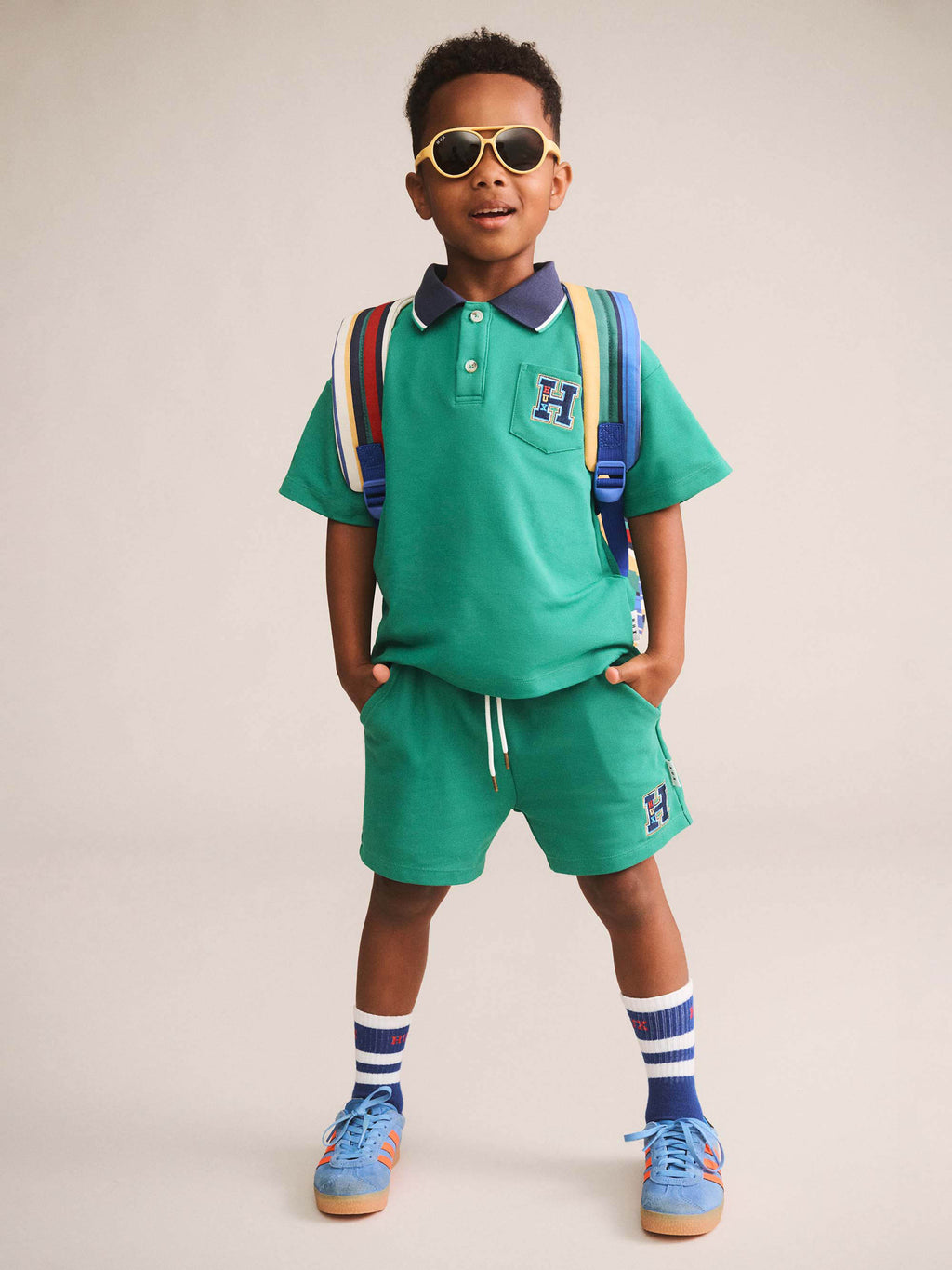 HUXBABY COLLEGIATE PIQUE SHORT in VINTAGE GREEN