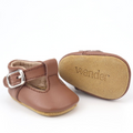 Wander - T Bar Leather Doll Shoes - Chocolate