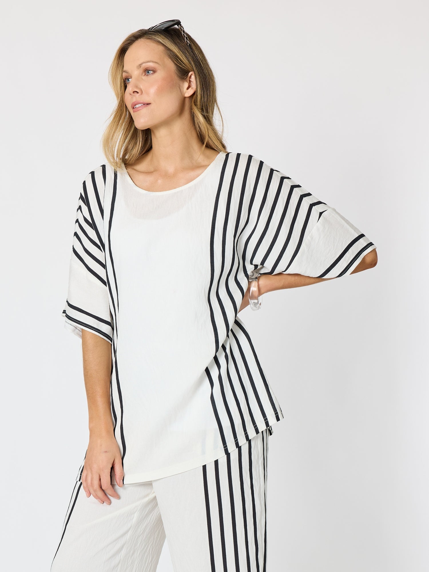 Clarity Sevilla Stripe Top - White/Black in White/Black