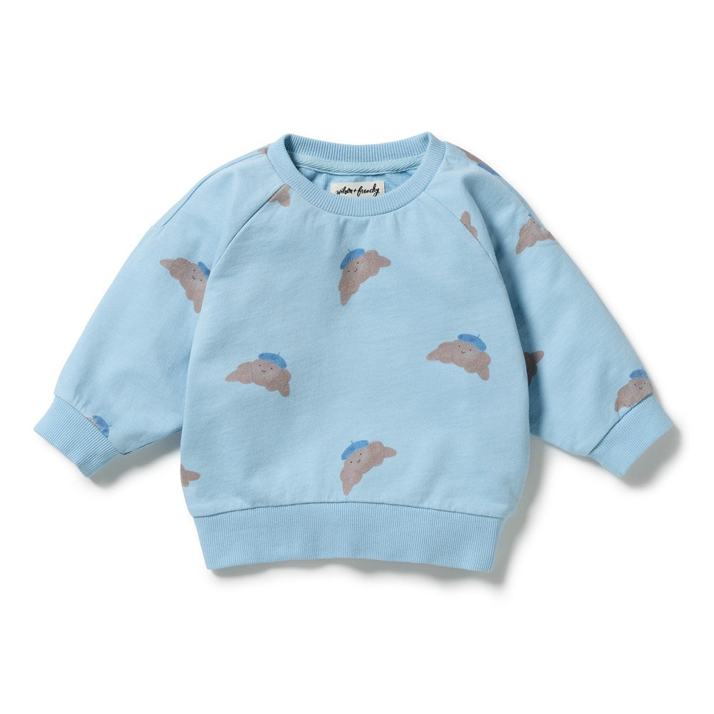Wilson and Frenchy Little Croissant Organic Garment Dyed Sweat in Little Croissant