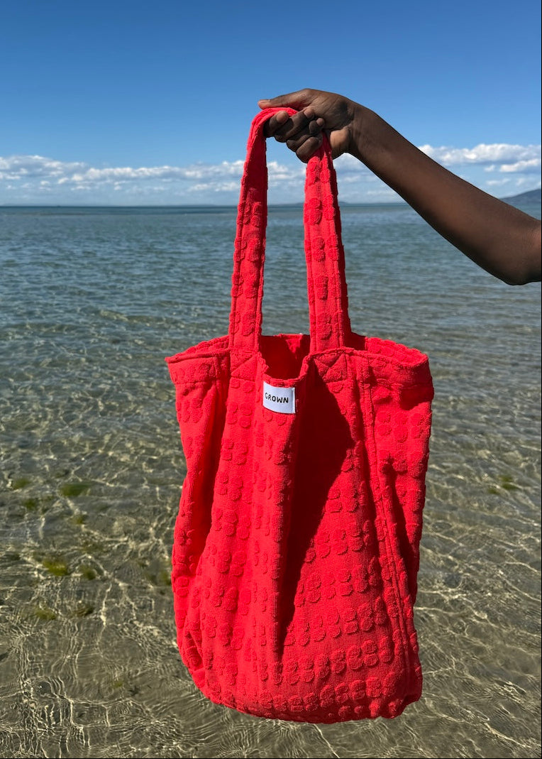 Grown Bubble Terry Towelling Beach Tote - Fiesta in Single
