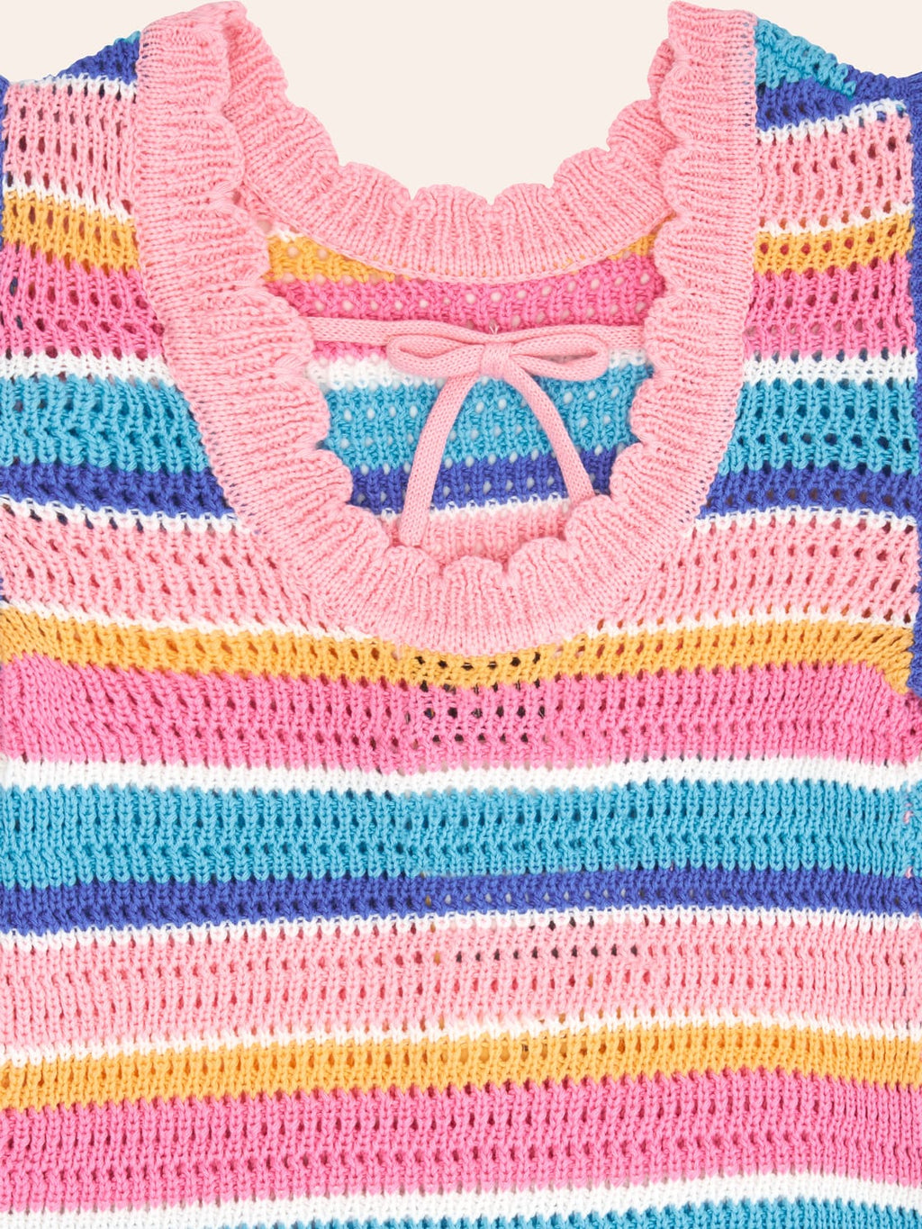 HUXBABY Beach Club Stripe Crochet Tie Dress in Single