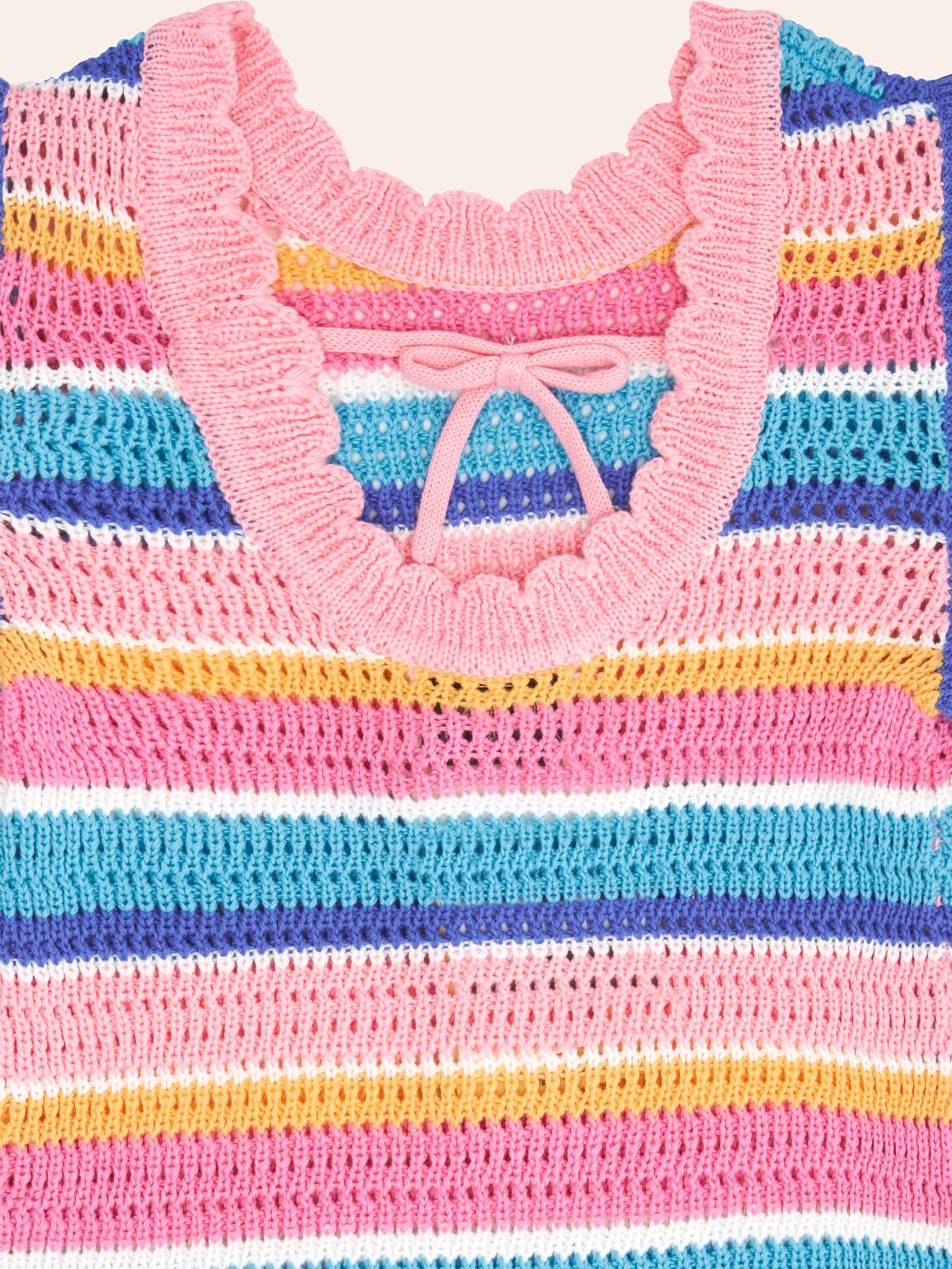 HUXBABY Beach Club Stripe Crochet Tie Dress in Single