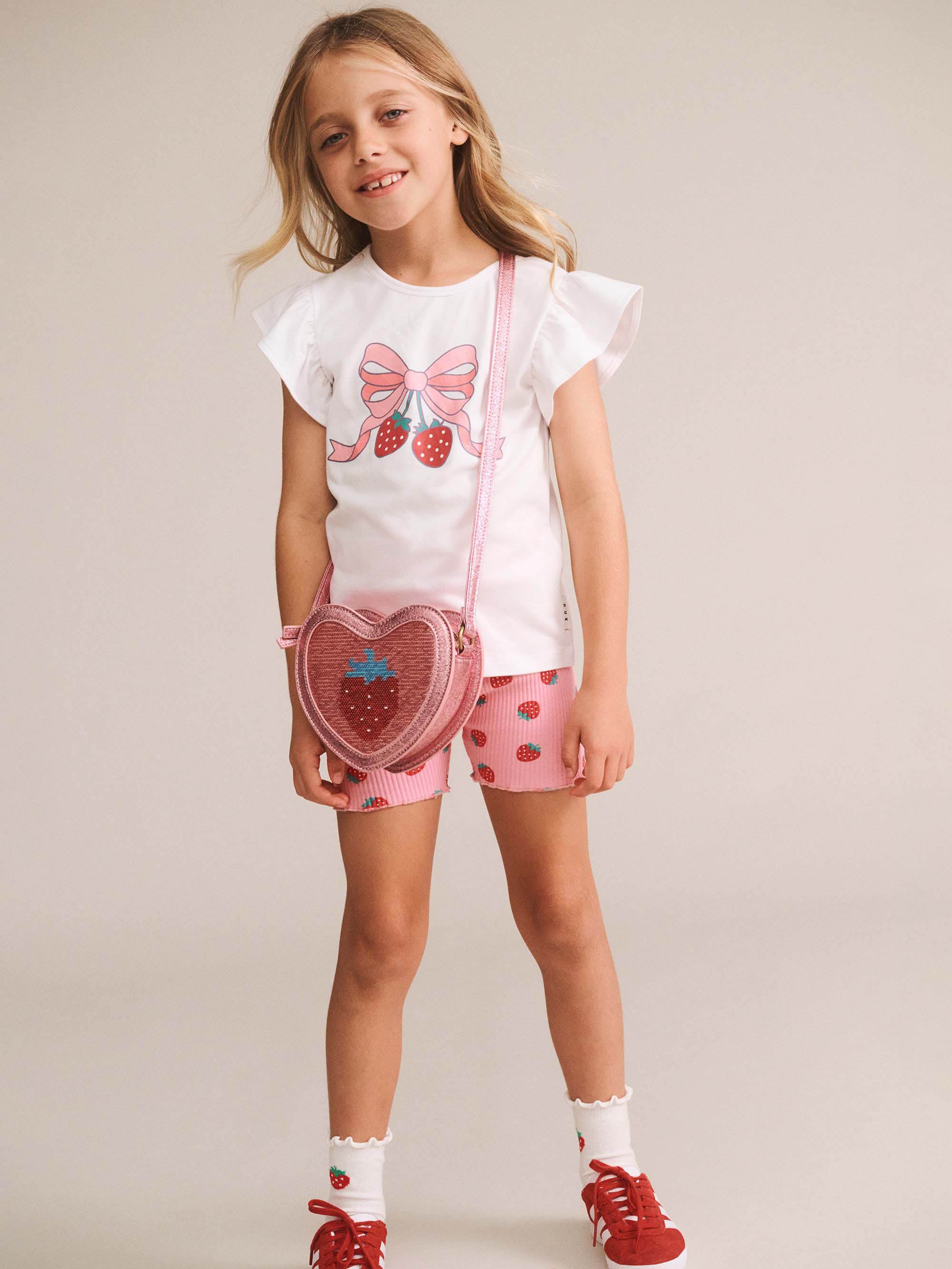 HUXBABY STRAWBERRY SEQUIN HEART BAG in STRAWBERRY METALLIC