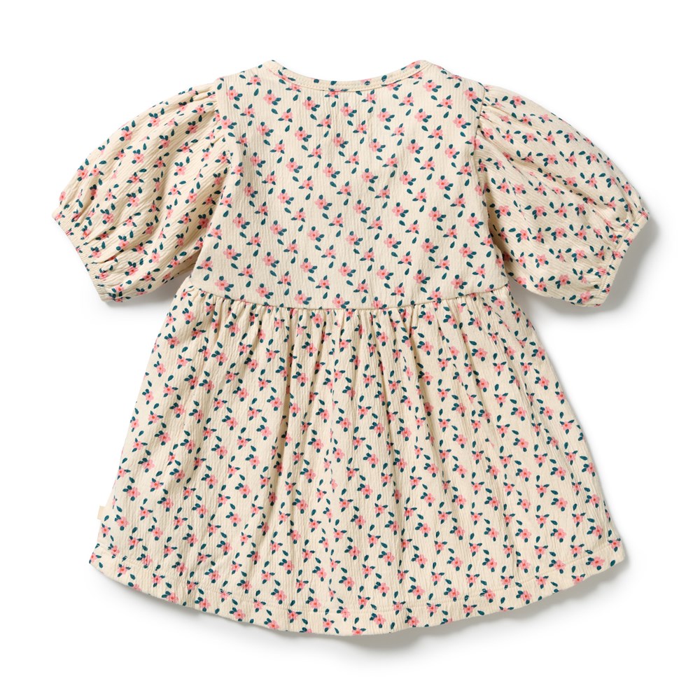 Wilson and Frenchy Little Blossom Organic Crinkle Button Dress in Little Blossom
