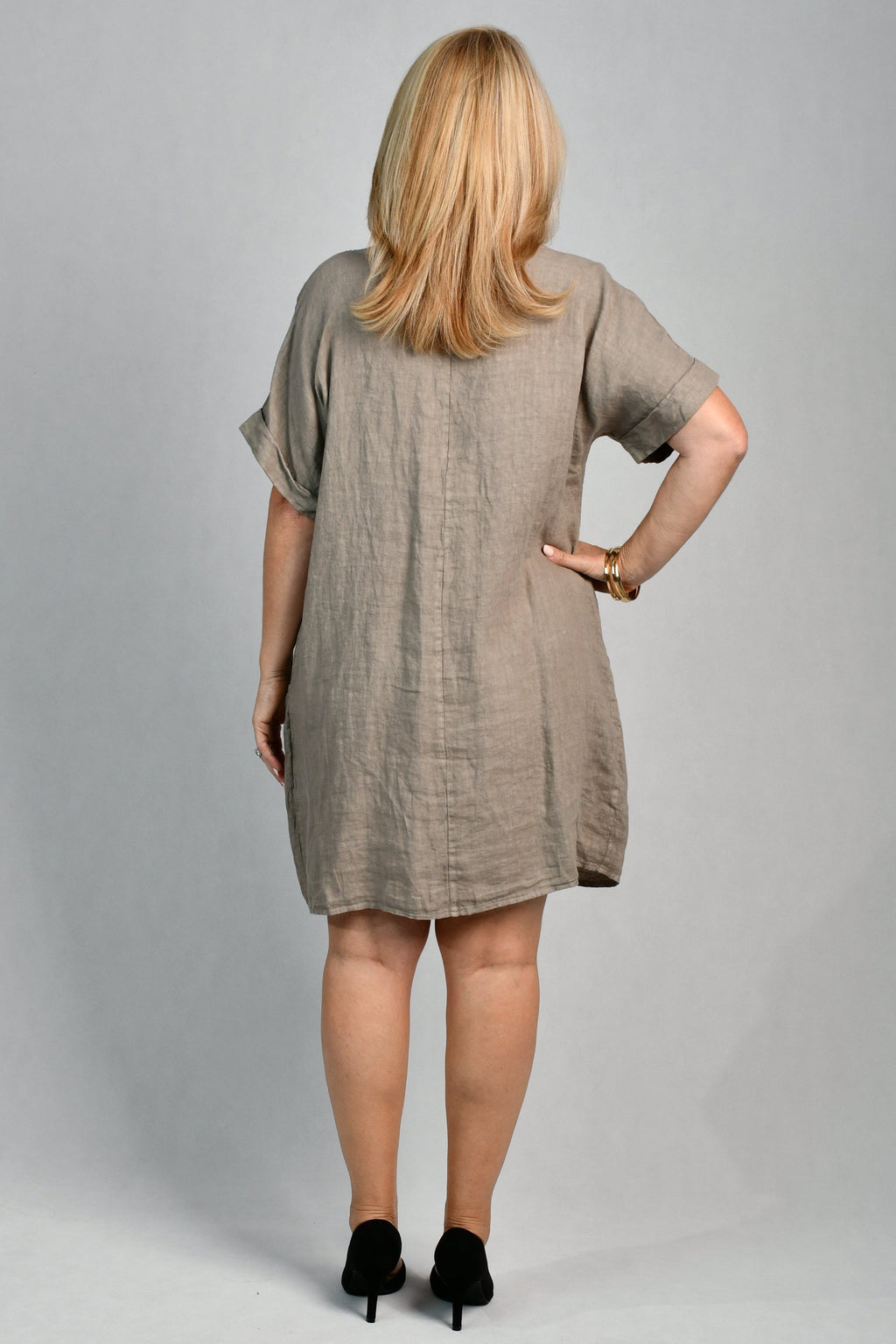 LA SOFIA VLSD370 (14590) - NINA LINEN DRESS - FANGO in Fango