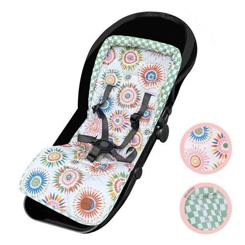 OIOI - Reversible pram liner - Sunburst/Green Check