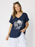 Clarity Orbit Print Top - Navy in Navy