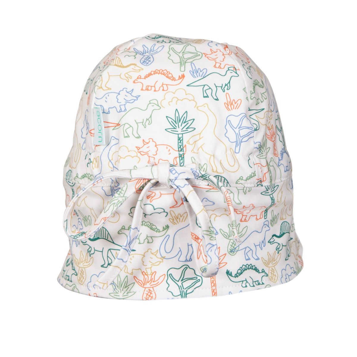 Acorn Kids Dino Soft Jersey Flap Cap in Natural and Multi