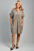 LA SOFIA VLSD370 (14590) - NINA LINEN DRESS - FANGO in Fango
