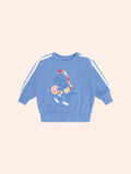 HUXBABY BALLER DINO SPORTY STRIPE SWEATSHIRT in VINTAGE BLUE GARMENT DYE