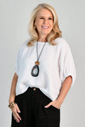 LA SOFIA VLST370 (26C477) - MARTINA LINEN TOP - WHITE in White