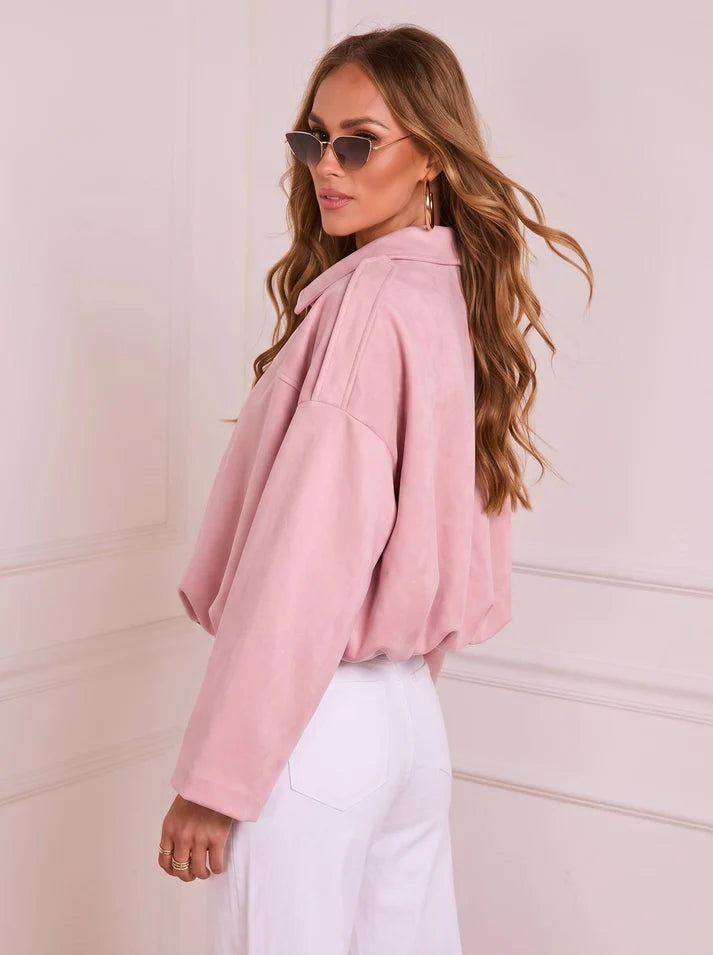 Smaibulun - Suede Zip Gather Hem Bomber Jacket