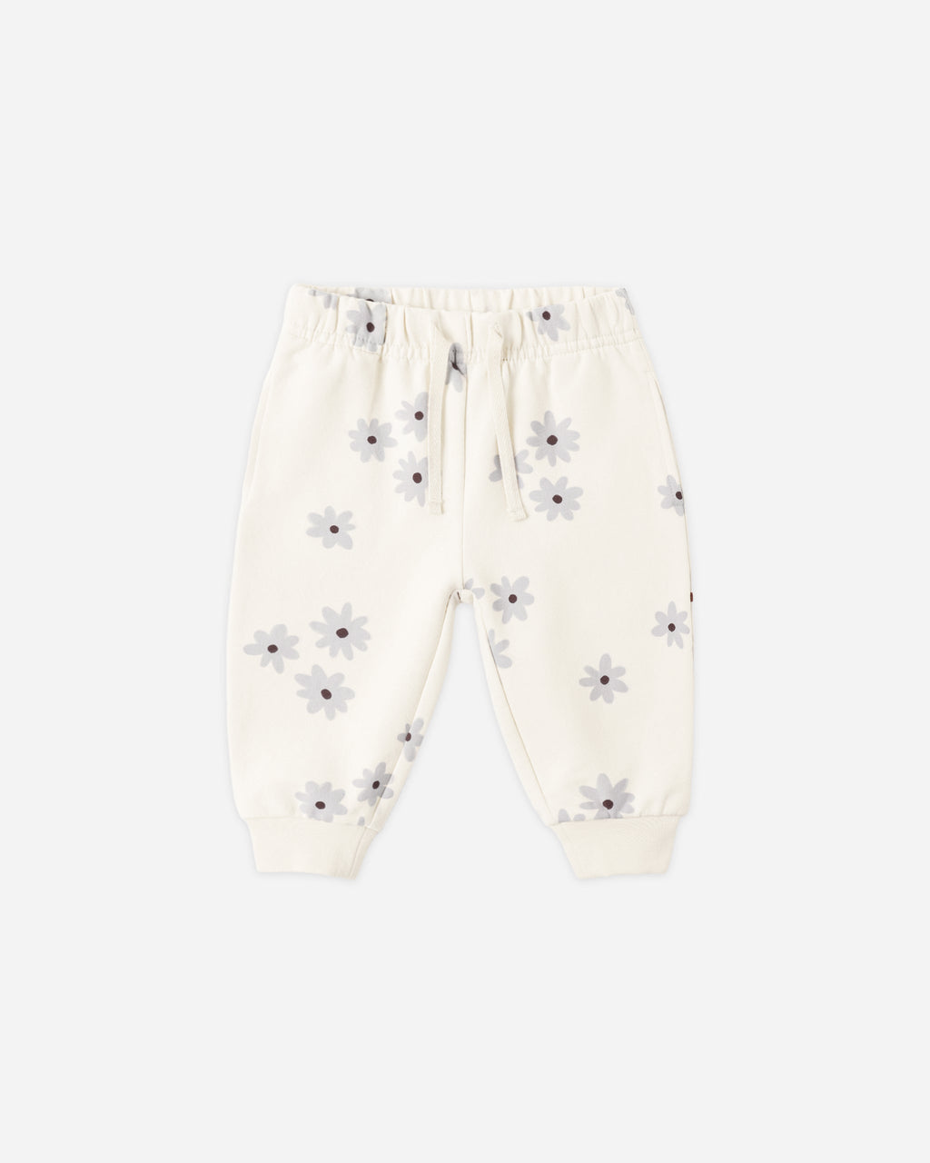 Quincy Mae Relaxed Fleece Sweatpant Blue Daisy in NATURAL