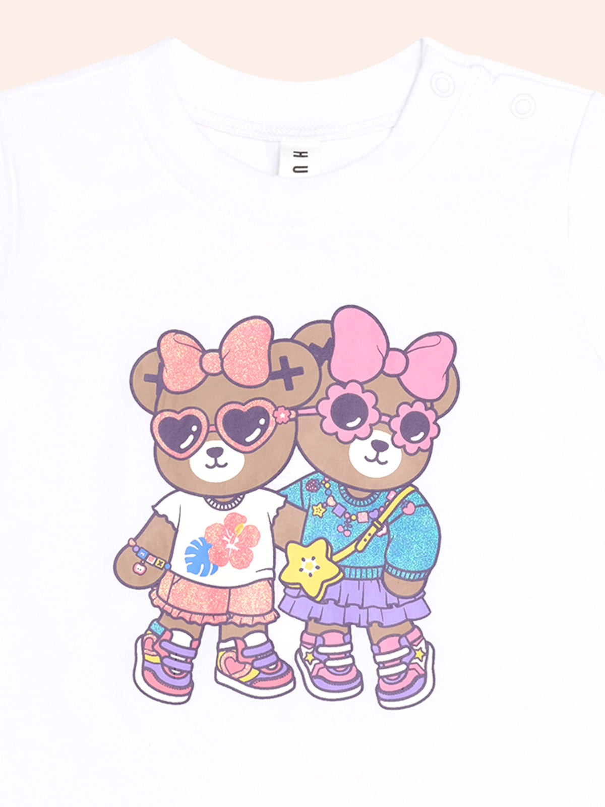 HUXBABY Tropical Friends Tee in WHITE
