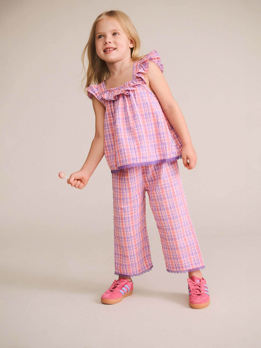HUXBABY Tropical Check Tie Top in MULTI