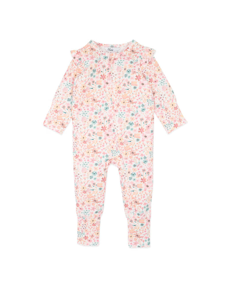 Bébé by Minihaha Fern Floral Organic Zipsuit in MULTI