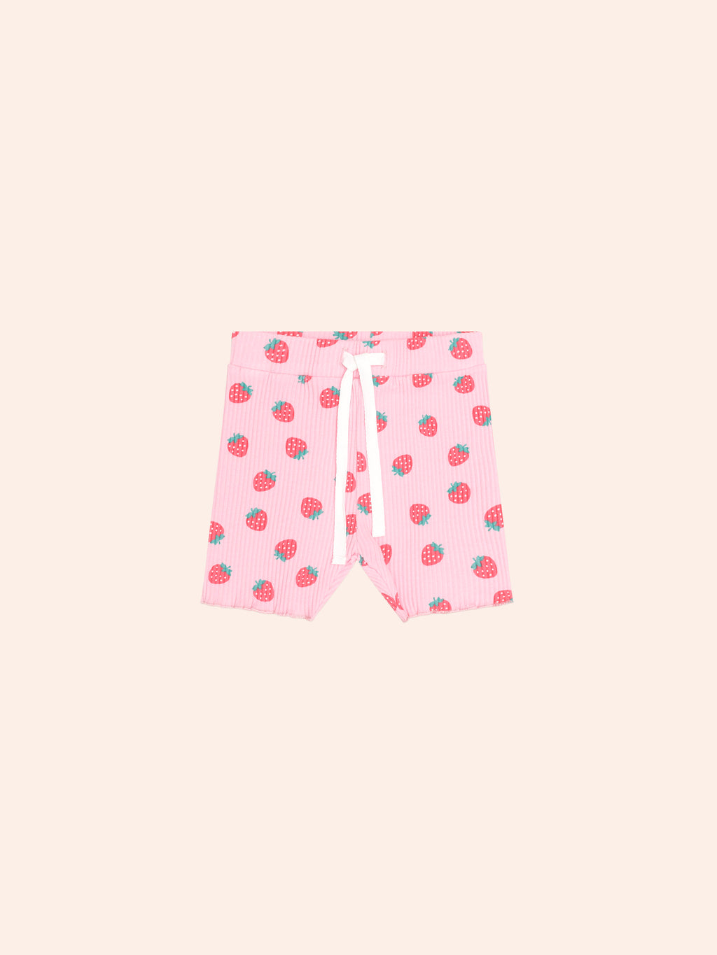 HUXBABY STRAWBERRY PRINT RIB BIKE SHORT in STRAWBERRY PRINT
