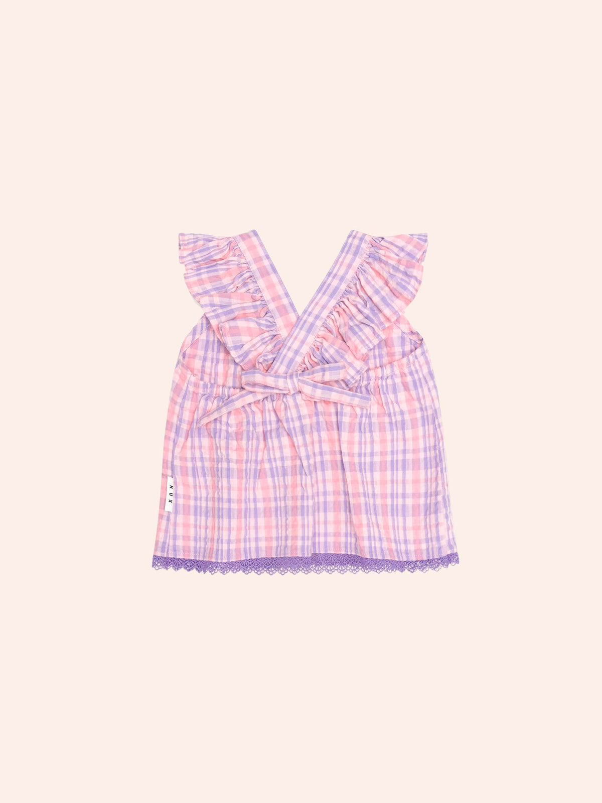 HUXBABY Tropical Check Tie Top in MULTI