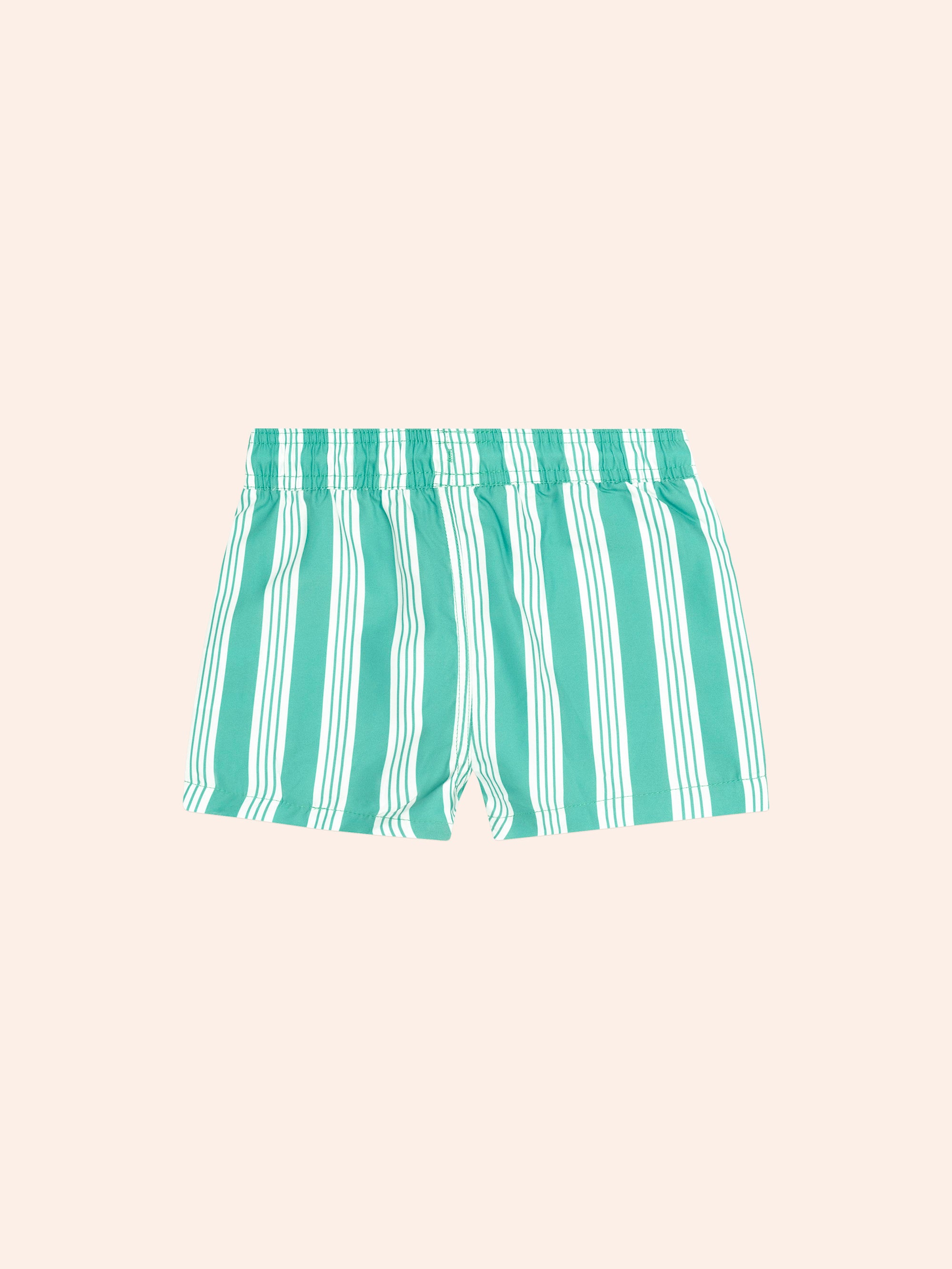 HUXBABY VINTAGE GREEN STRIPE BOARDSHORT in VINTAGE GREEN/ALMOND MILK STRIPE