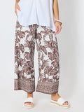 Hammock & Vine Palm Cove Print Wide Leg Pant - Espresso White in Espresso White