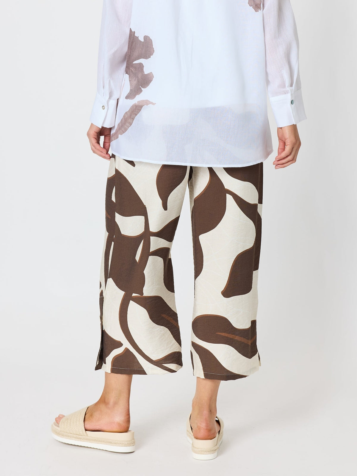 Clarity Bay Leaf Wide Leg Pant  - Mocha Multi in Mocha Multi