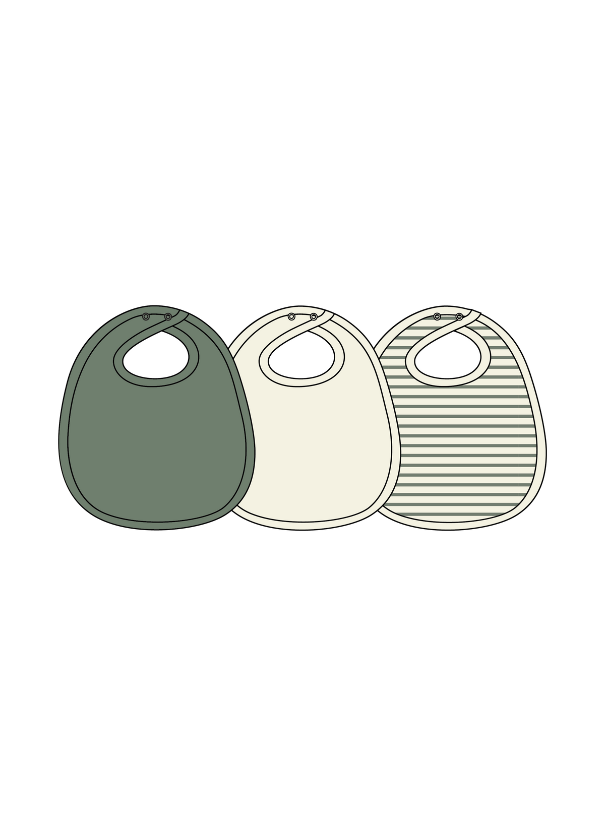 Nature Baby DRIBBLE BIBS 3 PACK in Nettle Pinstripe/Natural/Nettle