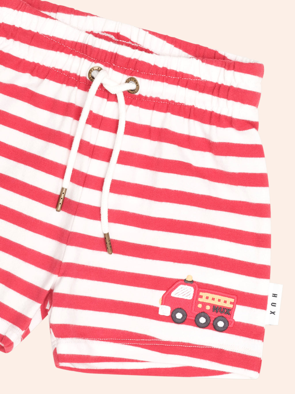 HUXBABY FIREMAN HUX STRIPE SHORT in RACER RED /ALMOND MILK