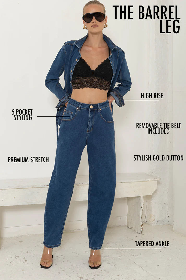 AVE - AIRFORCE DK DENIM BARREL JEAN