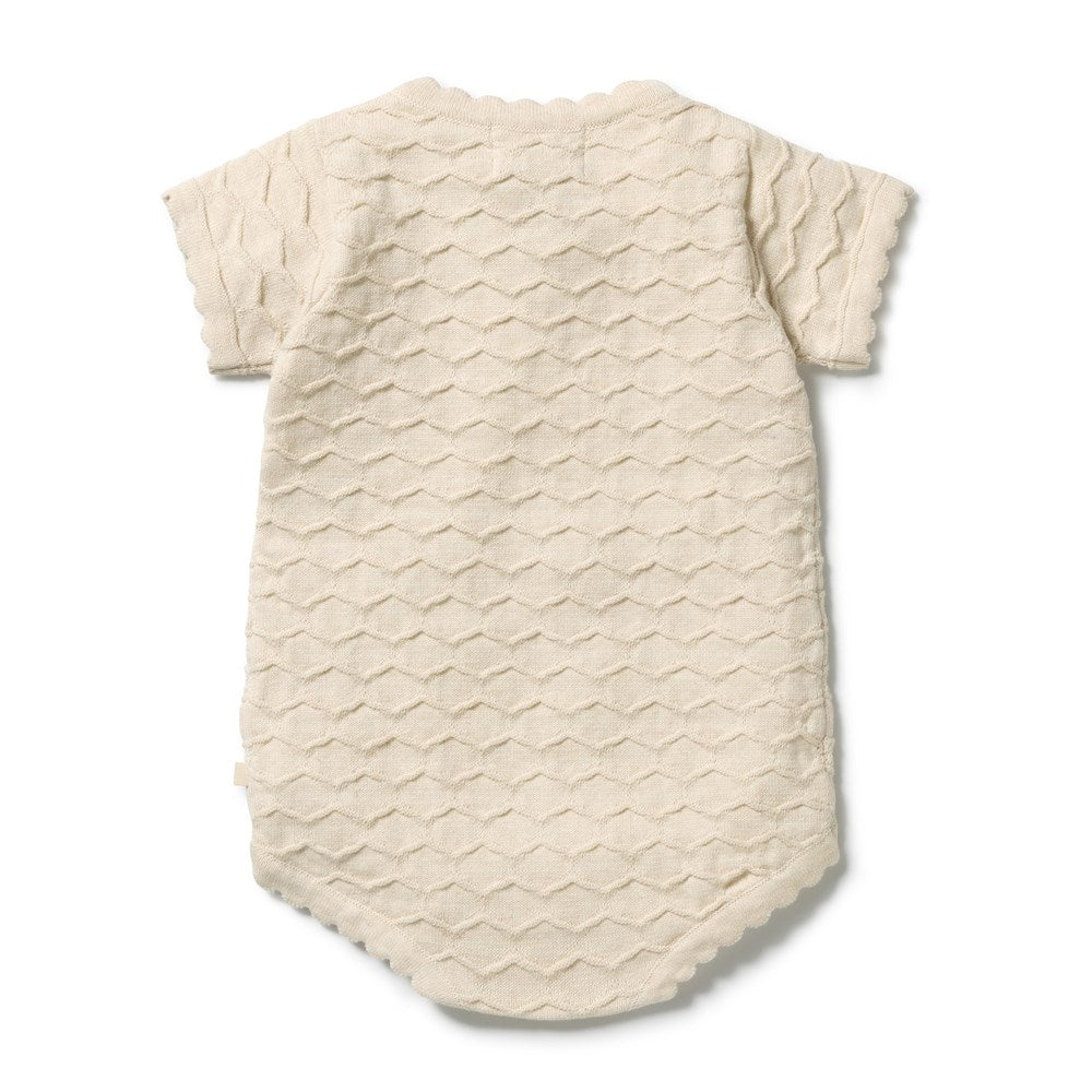 Wilson and Frenchy Milk Cloud Organic Knitted Chevron Bodysuit in Milk Cloud