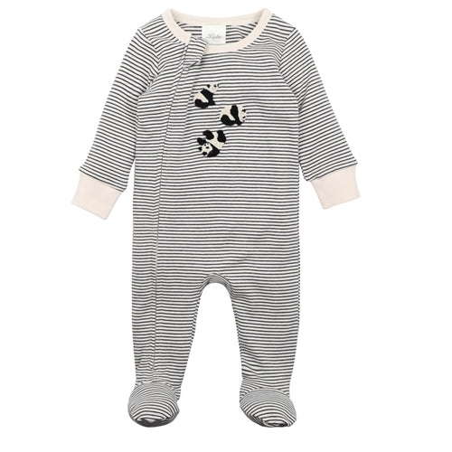 Bebe - Angus Panda Stripe Zip Onesie