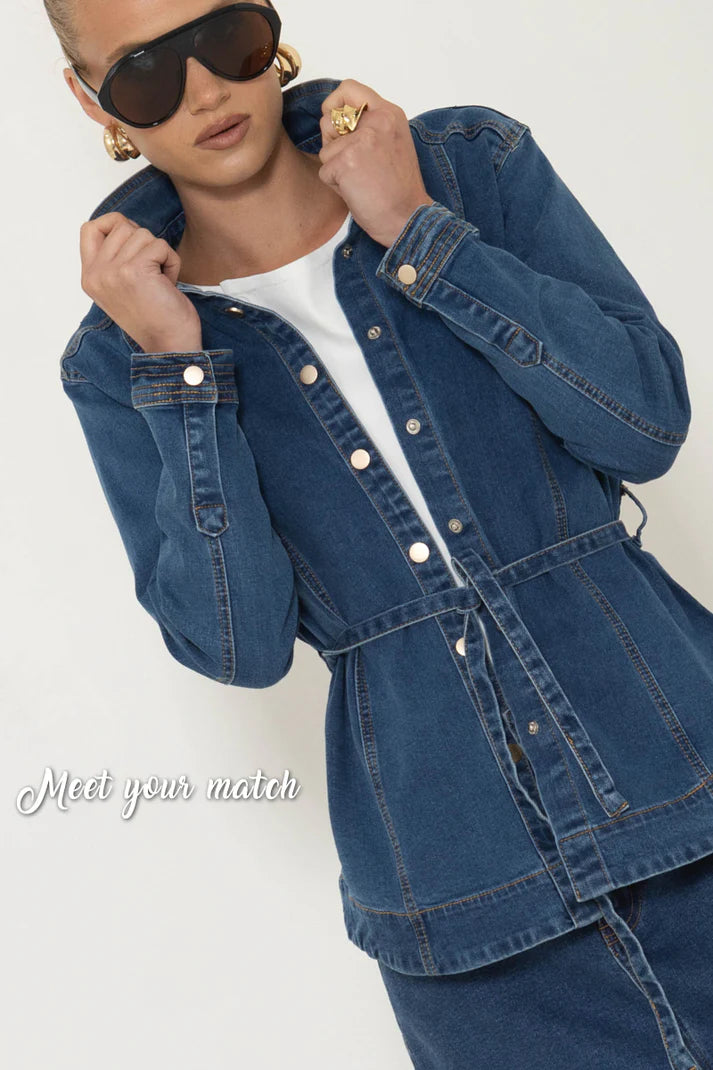 AVE - DK WASH PEPLUM JACKET