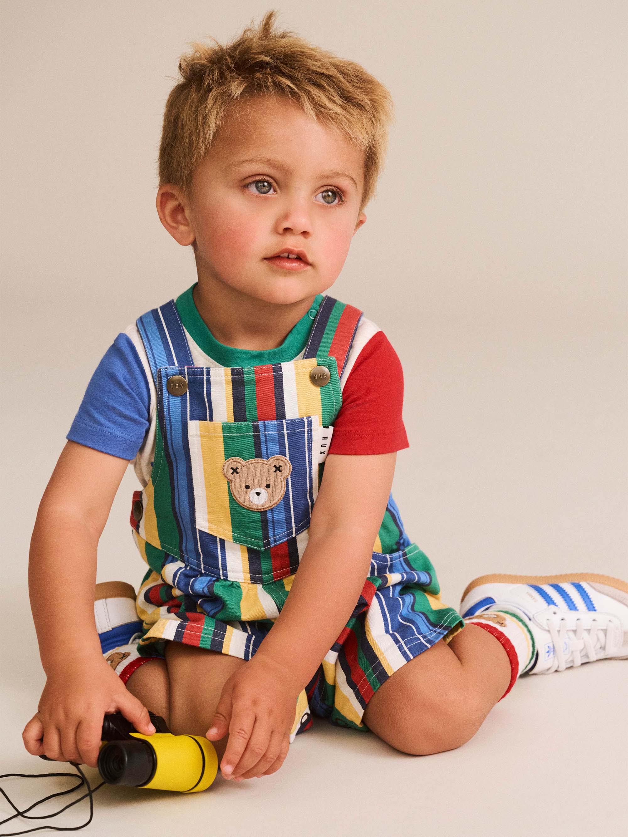 HUXBABY VARIEGATED STRIPE SHORTALL in MULTI