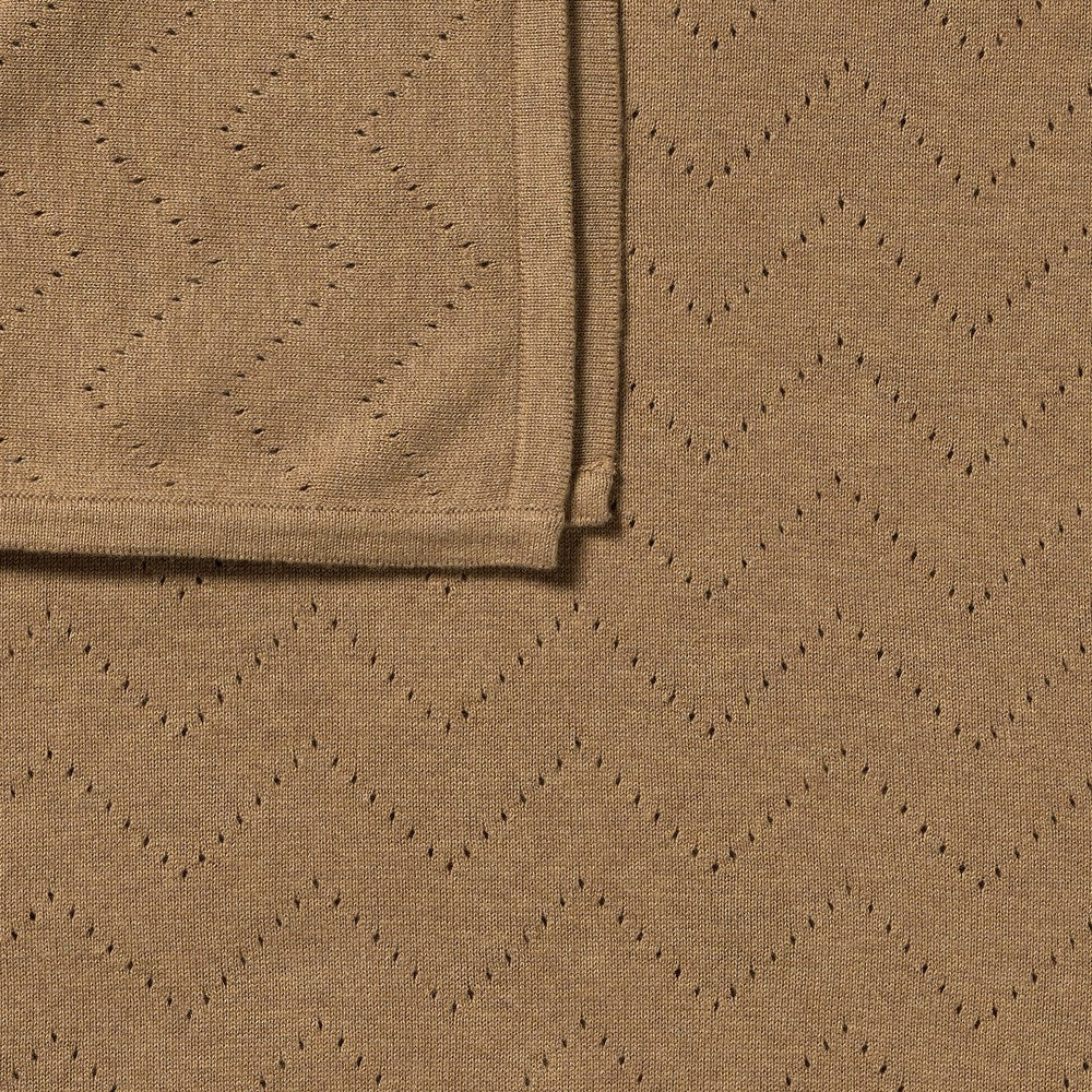 Wilson and Frenchy Ginger Snap Organic Knitted Pointelle Blanket in Ginger Snap