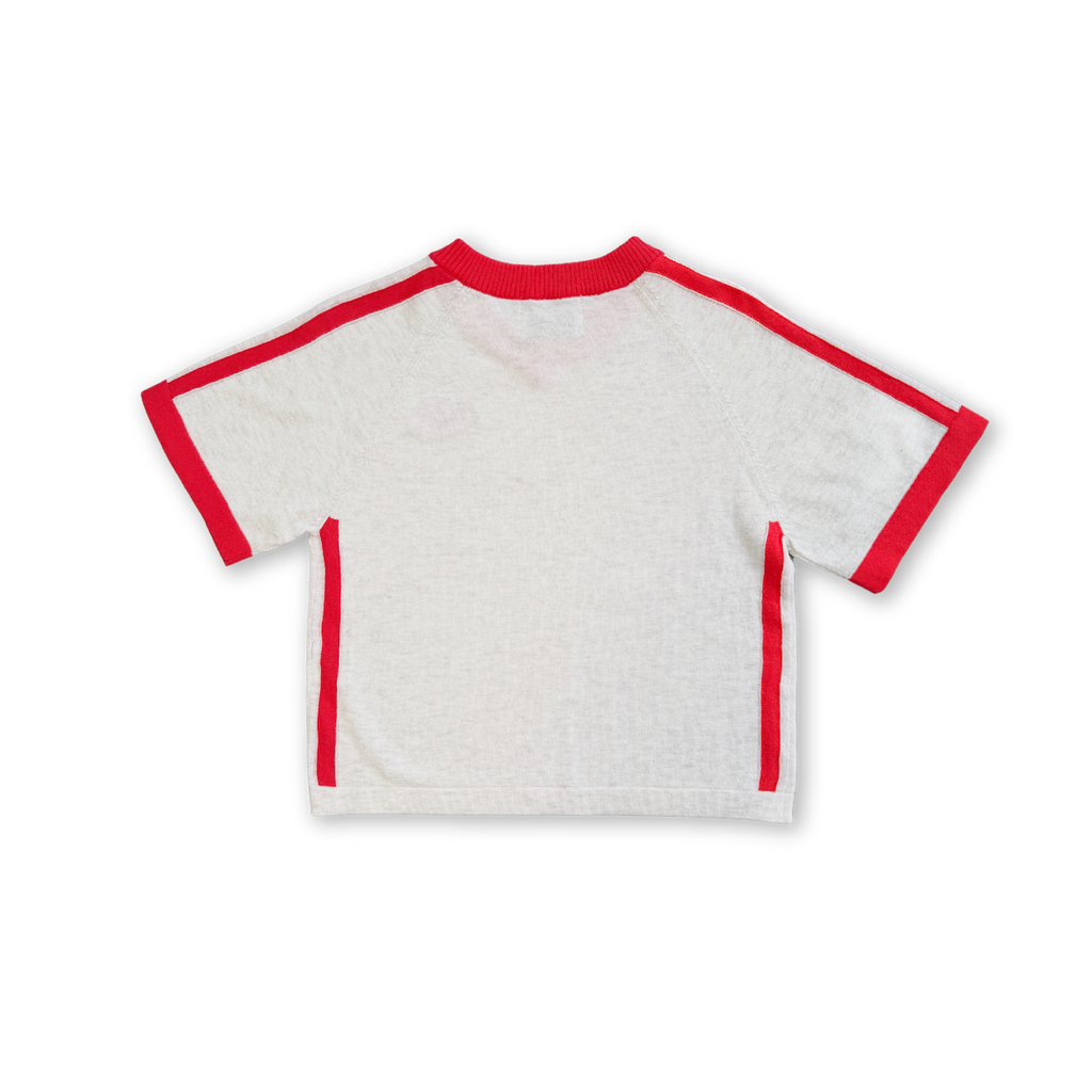 Grown Organic Knitted Contrast Tee - Fiesta & Coconut in Single