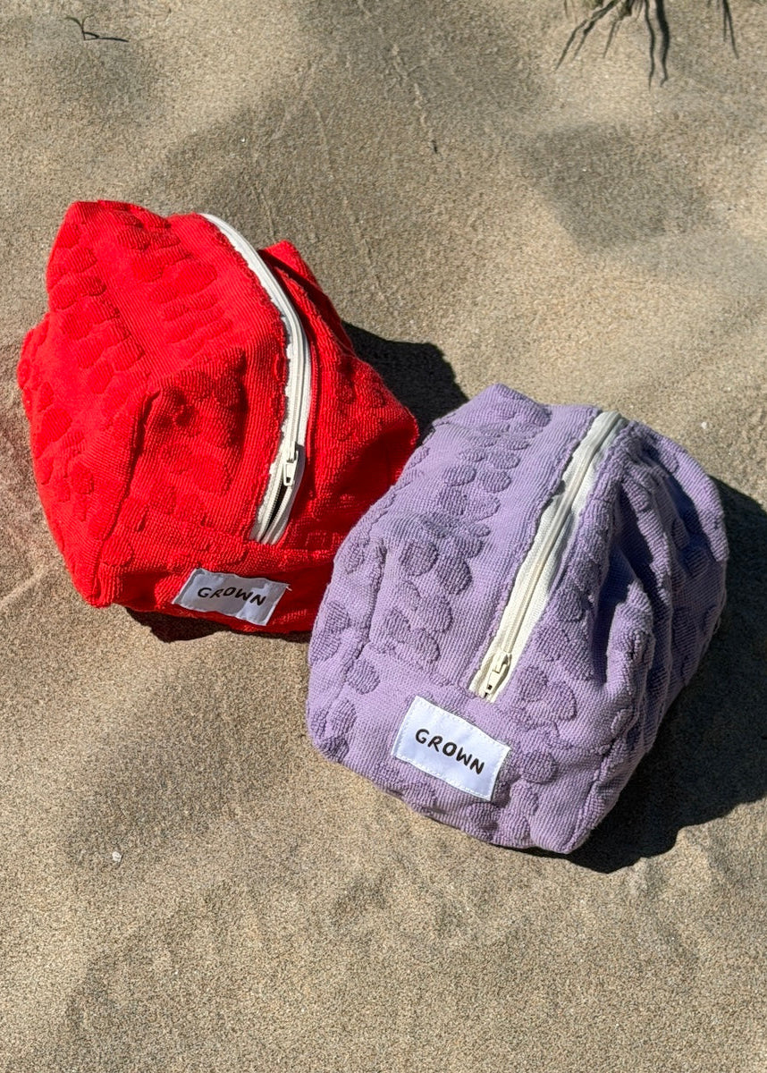 Grown Bubble Terry Towelling Pouch - Mauve in Single