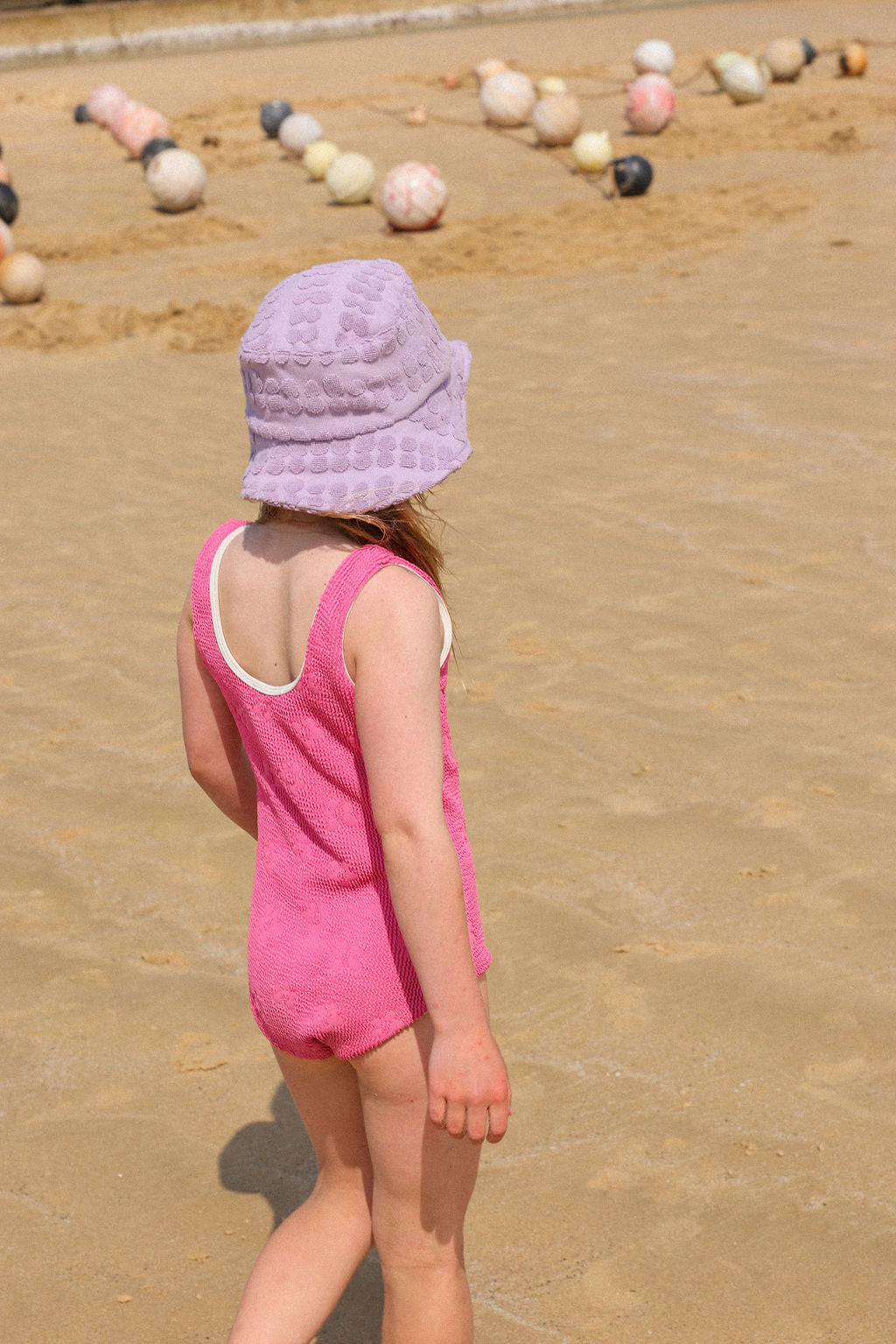 Grown Bubble Terry Towelling Bucket Hat - Mauve in Single