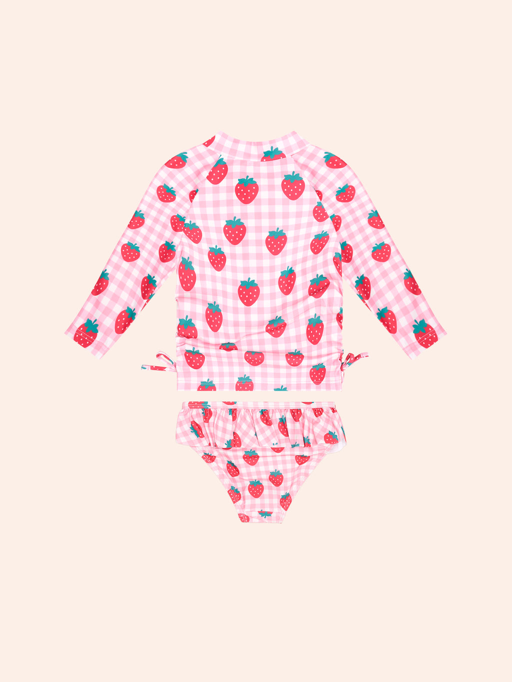 HUXBABY STRAWBERRY CHECK 2PC SWIM SET in STRAWBERRY