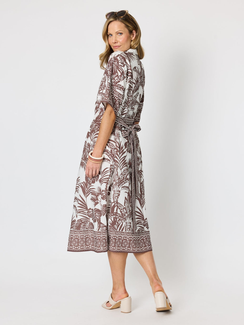 Hammock & Vine Palm Cove Shirt Dress - Espresso White in Espresso White
