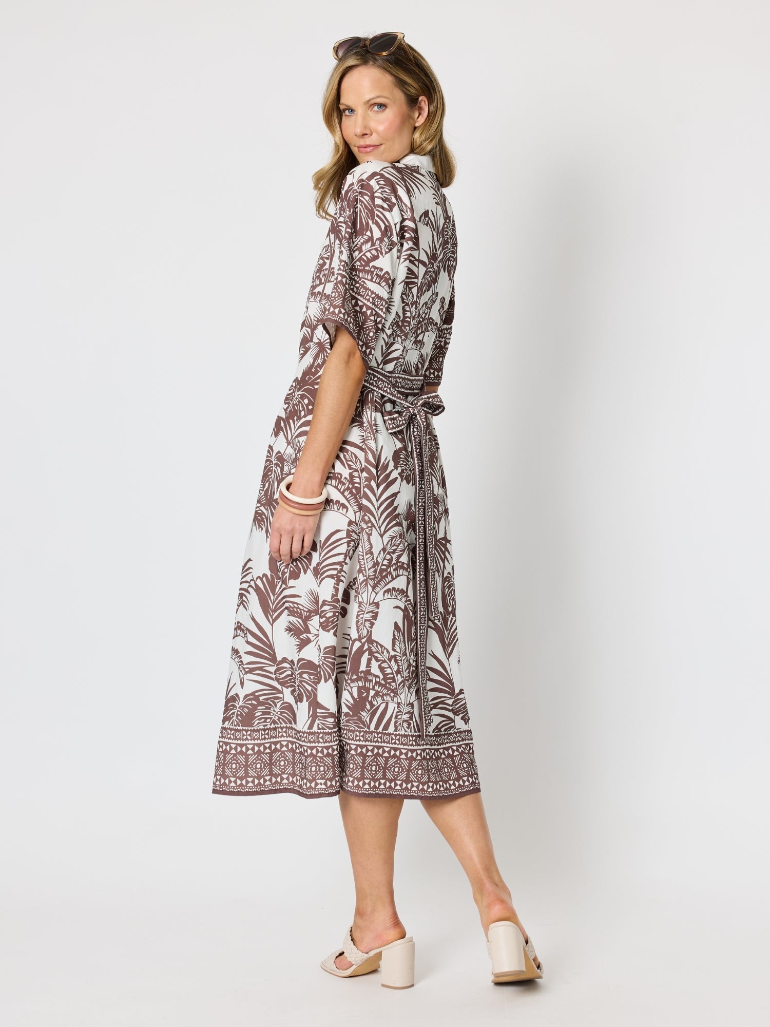 Hammock & Vine Palm Cove Shirt Dress - Espresso White in Espresso White