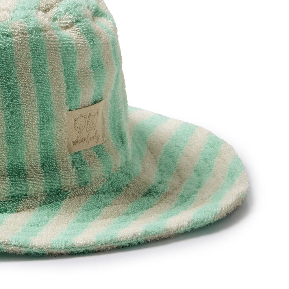 Wilson and Frenchy Seafoam Stripe Organic Terry Sun Hat in Seafoam Stripe