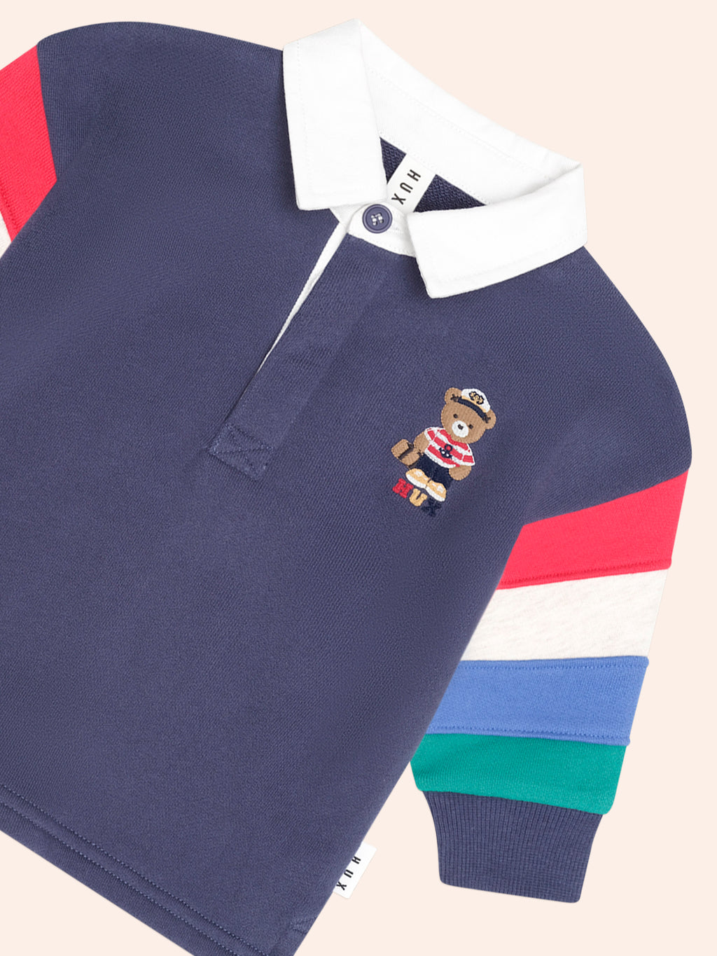 HUXBABY NAUTICAL HUX SPLICED FLEECE POLO in INK