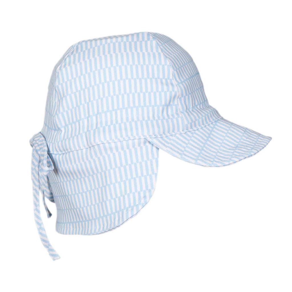 Acorn Kids Blue Sprinkle Soft Jersey Flap Cap in Blue and Cream