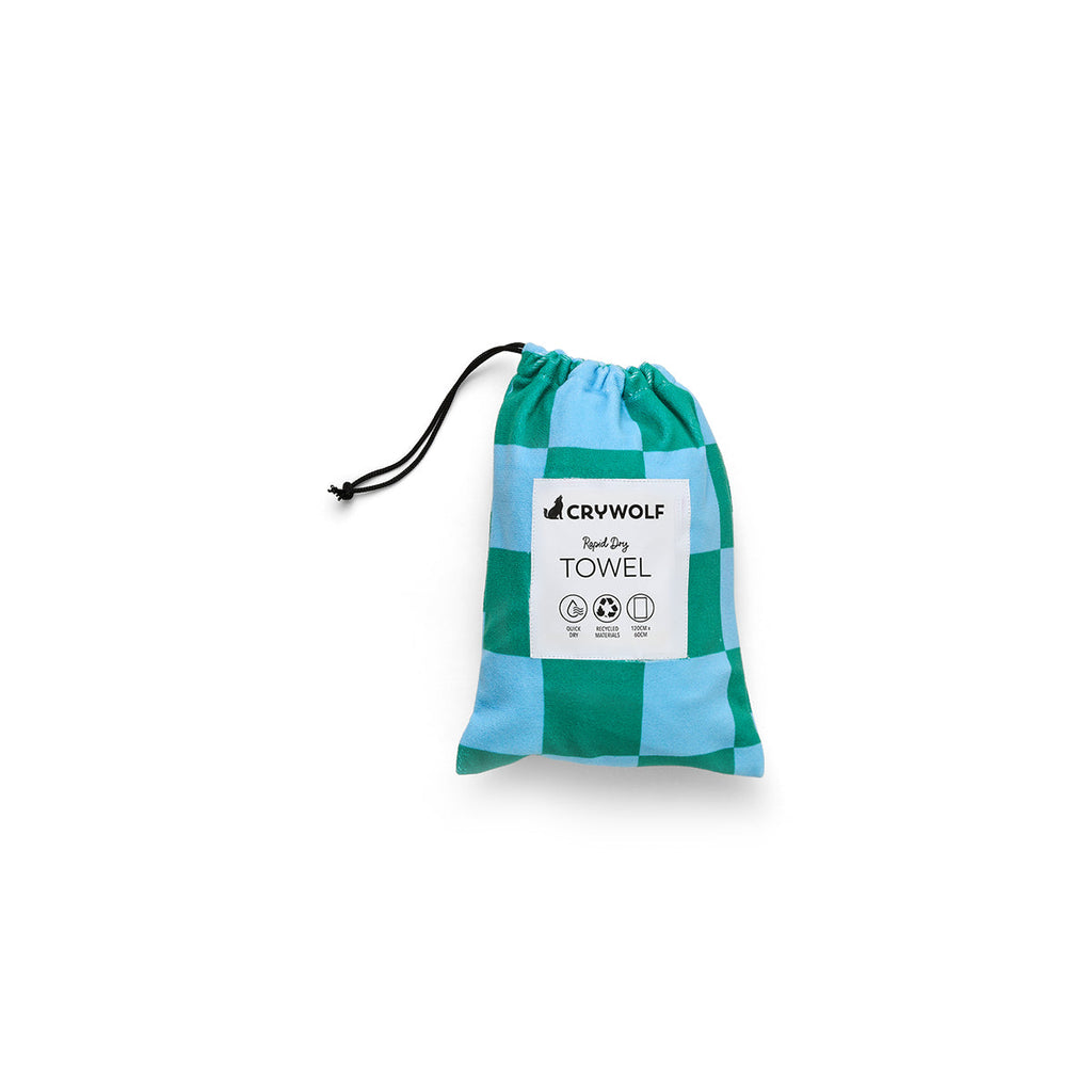 Crywolf RAPID DRY TOWEL Sea Green Check in Single