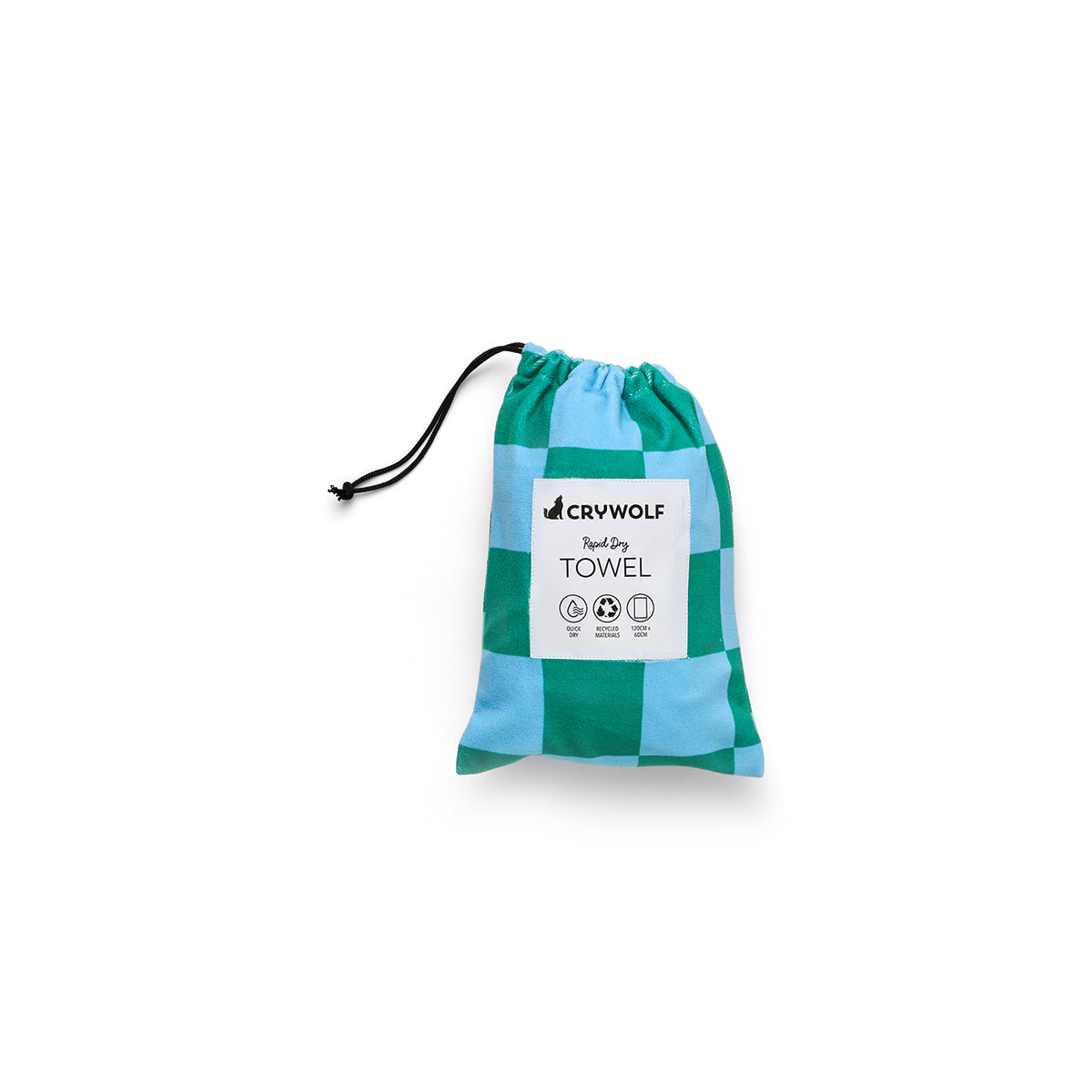 Crywolf RAPID DRY TOWEL Sea Green Check in Single