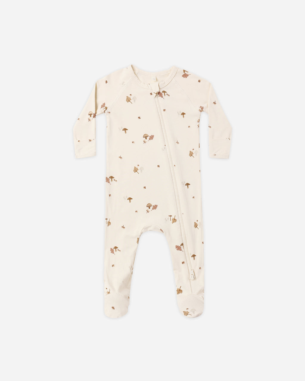 Quincy Mae Bamboo Zip Footie Woodland in NATURAL